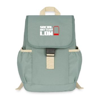 Geek Low Social Batterie - Kinder Recycelter Rucksack - Nebelgrün - Vorne