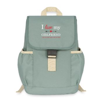 I Love My Girlfriend - Kids’ Recycled Backpack - stonewash green - Front