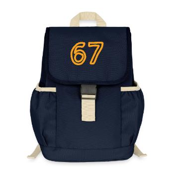Nummer 67 in orange - Kinder Recycelter Rucksack - Navy - Vorne