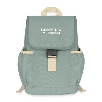Alle entspannt euch, ich bin Therapeut, Retro-Humor - Kinder Recycelter Rucksack - Nebelgrün - Vorne