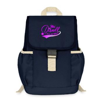 Mei Dirndl is in da Wäsch Trachtenshirt Madl - Kinder Recycelter Rucksack - Navy - Vorne