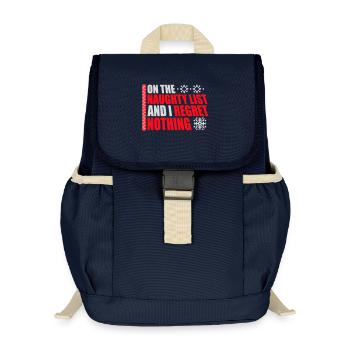 Sur la liste des vilains et ne regrette rien XMas Spruch - Sac à dos enfant recyclé - bleu marine - Devant