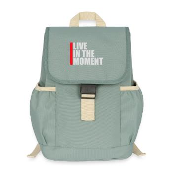 Live In The Moment Achtsamkeit Präsenz Bewusstsein - Kinder Recycelter Rucksack - Nebelgrün - Vorne