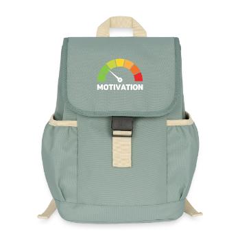 Motivation Anzeige Lustig Akku - Kinder Recycelter Rucksack - Nebelgrün - Vorne