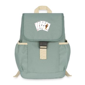Cinq cartes Carré - Sac à dos enfant recyclé - vert lichen - Devant
