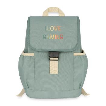 I Love Gaming Watercolors - Kids’ Recycled Backpack - stonewash green - Front