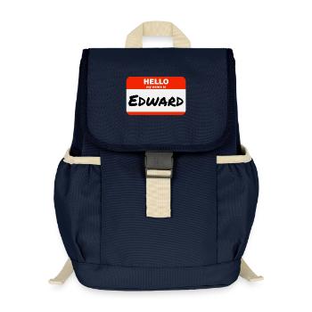 Bonjour, je m’appelle Edward Étiquette Étiquette Étiquette - Sac à dos enfant recyclé - bleu marine - Devant