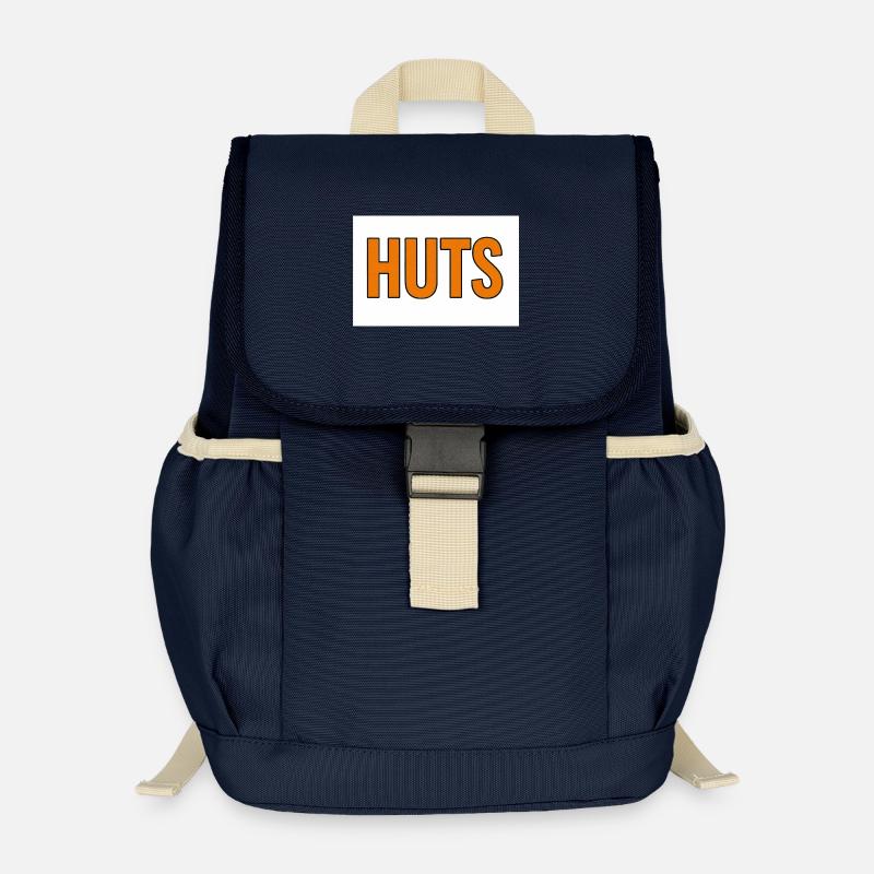 Huts Bold Orange Typography - Kids’ Recycled Backpack - navy