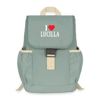 t-shirt J’adore Lucilla idée cadeau t-shirt - Sac à dos enfant recyclé - vert lichen - Devant