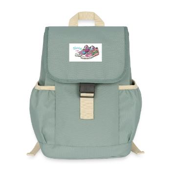 Colorful sneakers with comic design - Kids’ Recycled Backpack - stonewash green - Front