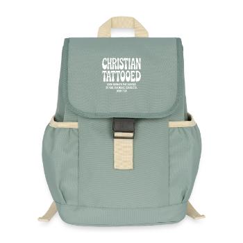 Christian Tattooed Verse Typography - Kids’ Recycled Backpack - stonewash green - Front