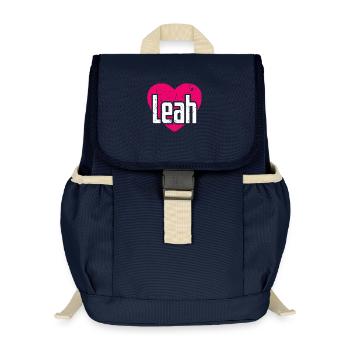 I Love Leah Pinkes Herz Ich liebe Leah - Kinder Recycelter Rucksack - Navy - Vorne