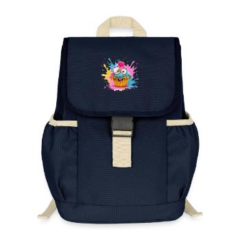 Colorful cupcake with googly eyes - Kids’ Recycled Backpack - navy - Front