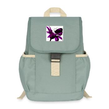 Magische Lilie in Violett - Kinder Recycelter Rucksack - Nebelgrün - Vorne