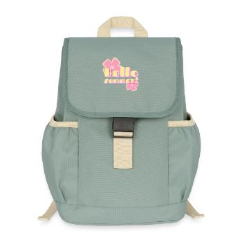 Hello Summer Retro Pastel Flowers - Kids’ Recycled Backpack - stonewash green - Front