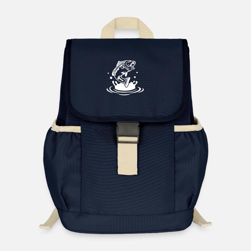Illustration de saut de poisson dynamique - Sac à dos enfant recyclé - bleu marine