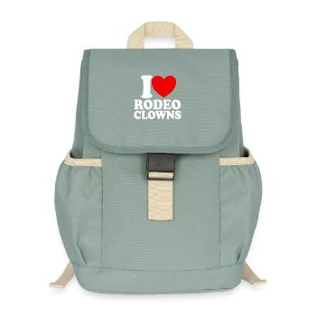 Ich liebe Rodeo-Clowns, Red Heart Rodeo-Clowns - Kinder Recycelter Rucksack - Nebelgrün - Vorne