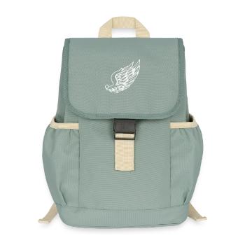 Ailes avec dessin de plumes dynamiques - Sac à dos enfant recyclé - vert lichen - Devant