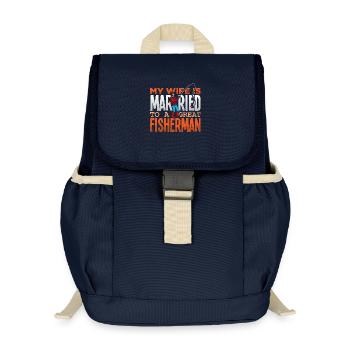 Angler Fischer Petrijünger Spruch Angeln Lustig - Kinder Recycelter Rucksack - Navy - Vorne