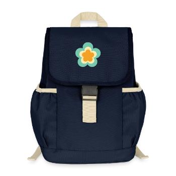 70s Flower Pattern Hippie Gift - Kids’ Recycled Backpack - navy - Front