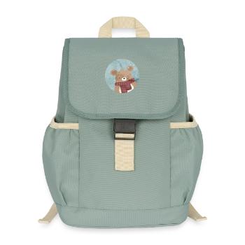 Ours doré sucré en hiver quand il neige - Sac à dos enfant recyclé - vert lichen - Devant