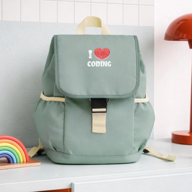 Developer Herz Coden Statement Programmierer Kinder Recycelter Rucksack