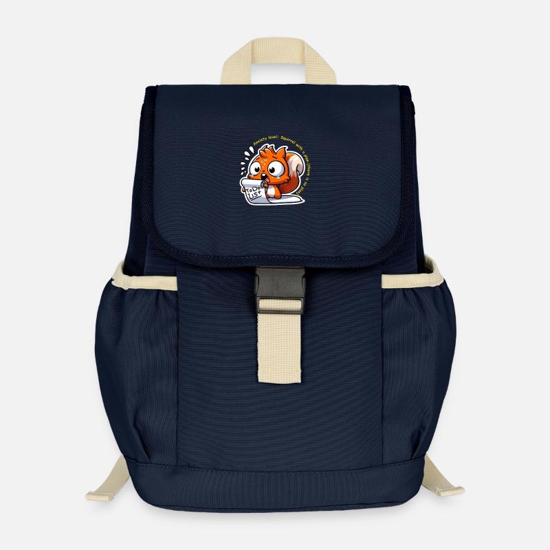 Anxious Squirrel with To-Do List - Kids’ Recycled Backpack - navy