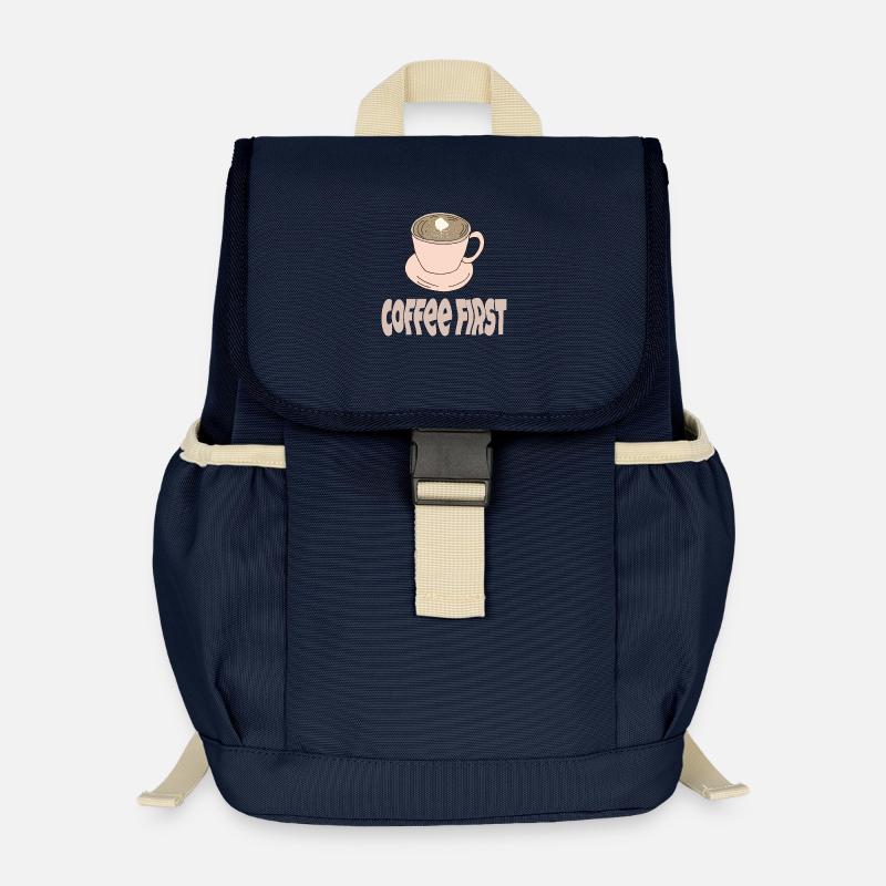 coffee first - Kids’ Recycled Backpack - navy