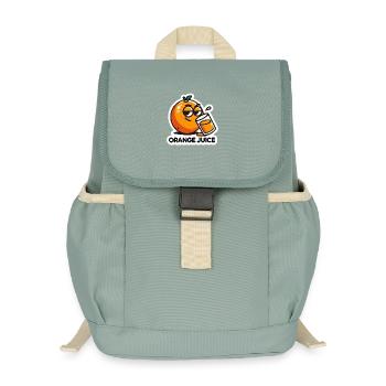 « Jus d’orange » Boisson aux agrumes de dessin animé amusant - Sac à dos enfant recyclé - vert lichen - Devant