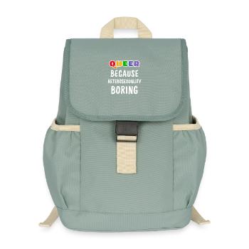 Queer because heterosexuality boring - Kids’ Recycled Backpack - stonewash green - Front