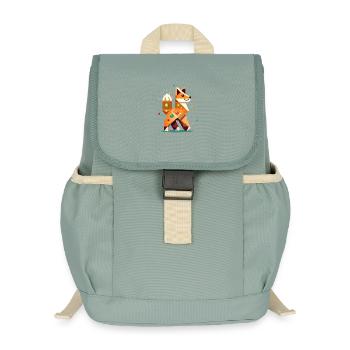 Fuchs im Lebkuchen Stil– Kreatives Weihnachtsmotiv - Kinder Recycelter Rucksack - Nebelgrün - Vorne