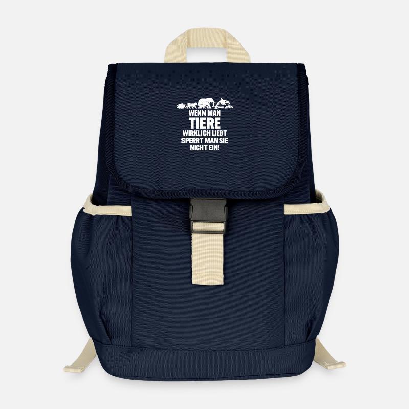 Wild animals do not belong in zoos - Kids’ Recycled Backpack - navy