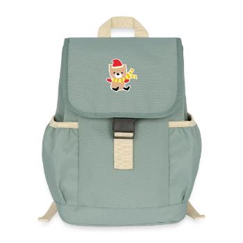 Winter bear with Christmas hat - Kids’ Recycled Backpack - stonewash green - Front