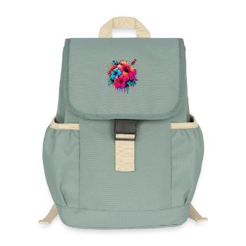 Hibiskusblüten - Kinder Recycelter Rucksack - Nebelgrün - Vorne