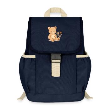 Frecher Teddy-Cutesy Design mit Attitüde - bite me - Kinder Recycelter Rucksack - Navy - Vorne