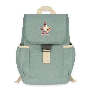 Poule fougueuse avec bottes - Sac à dos enfant recyclé - vert lichen - Devant