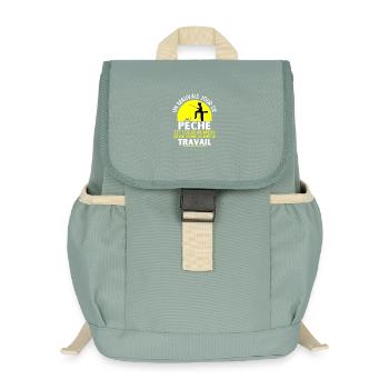 pêche, pêcheur, fan de pêche - Sac à dos enfant recyclé - vert lichen - Devant