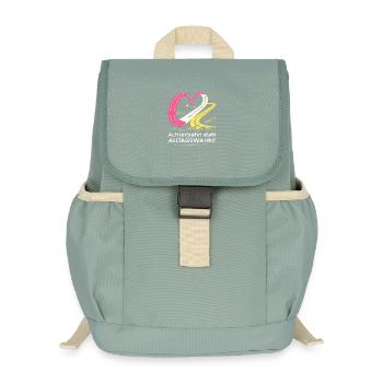 Roller coaster instead of everyday mania - Kids’ Recycled Backpack - stonewash green - Front