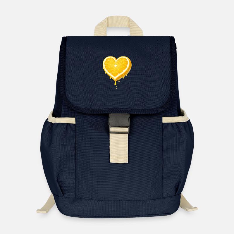 Saftige Zitrone in Herzform mit frischen Tropfen. - Kinder Recycelter Rucksack - Navy