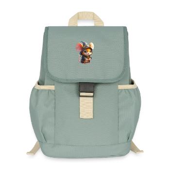 Blue Steampunk Wizard Mouse - Kids’ Recycled Backpack - stonewash green - Front