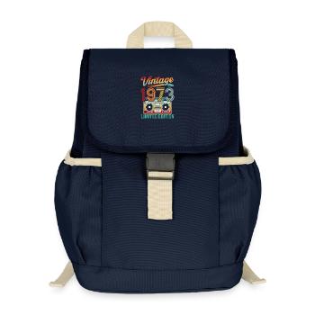 Vintage 70s Design with Retro Sound System - Kids’ Recycled Backpack - navy - Front