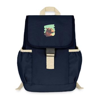 Hippopotame Rétro - Sac à dos enfant recyclé - bleu marine - Devant