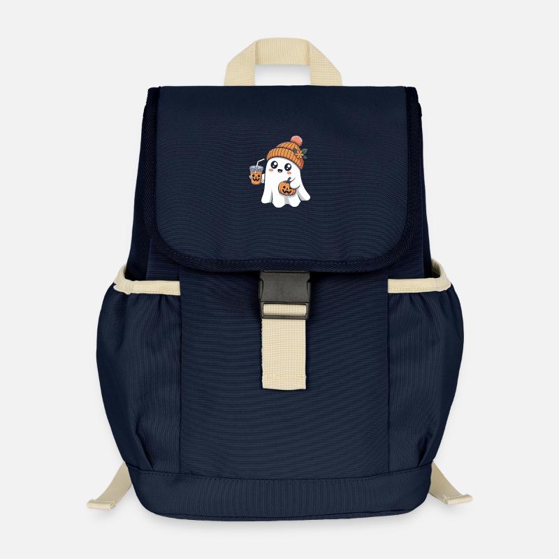 Ghost Pumpkin Spice Latte Halloween Fun - Sac à dos enfant recyclé - bleu marine