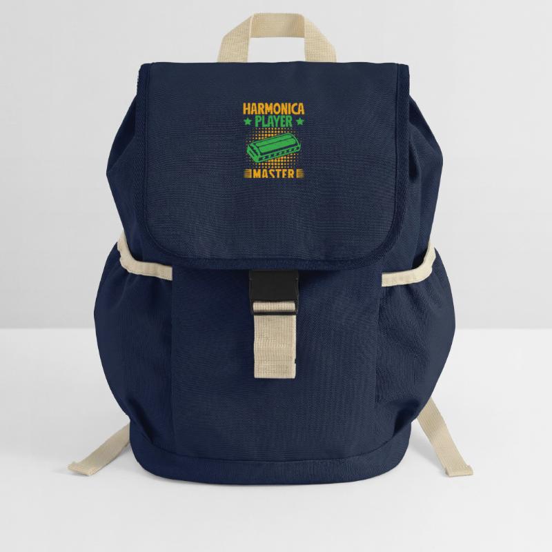 Funny Harmonica Player Master Harmonica Kids’ Recycled Backpack