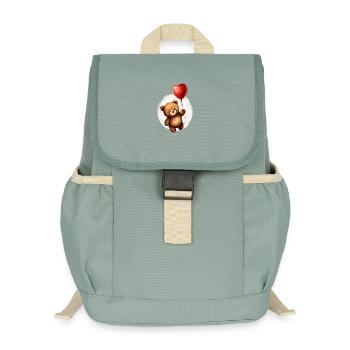Bär mit Ballon - Kinder Recycelter Rucksack - Nebelgrün - Vorne