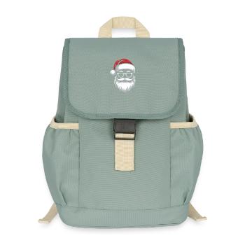 Le Père Noël avec des lunettes à moustache - Sac à dos enfant recyclé - vert lichen - Devant