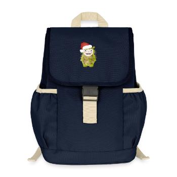 Joyeux monstre vert célébrant Noël - Sac à dos enfant recyclé - bleu marine - Devant