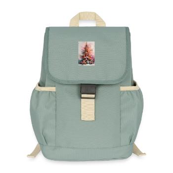 Pastellfarbener Aquarell-Weihnachtsbaum - Kinder Recycelter Rucksack - Nebelgrün - Vorne