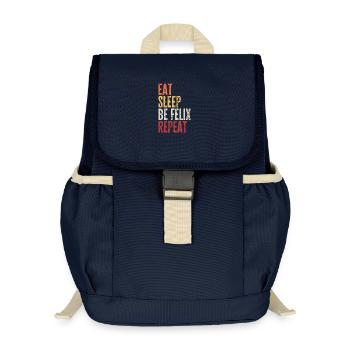 Iss, schlaf, sei Felix, wiederhole Retro-Name - Kinder Recycelter Rucksack - Navy - Vorne