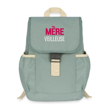 T-shirt idée cadeau mère veilleuse humour - Sac à dos enfant recyclé - vert lichen - Devant